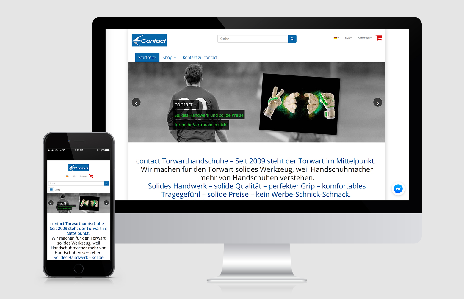 Online-Shop mit OXID eShop für contact Torwarthandschuhe