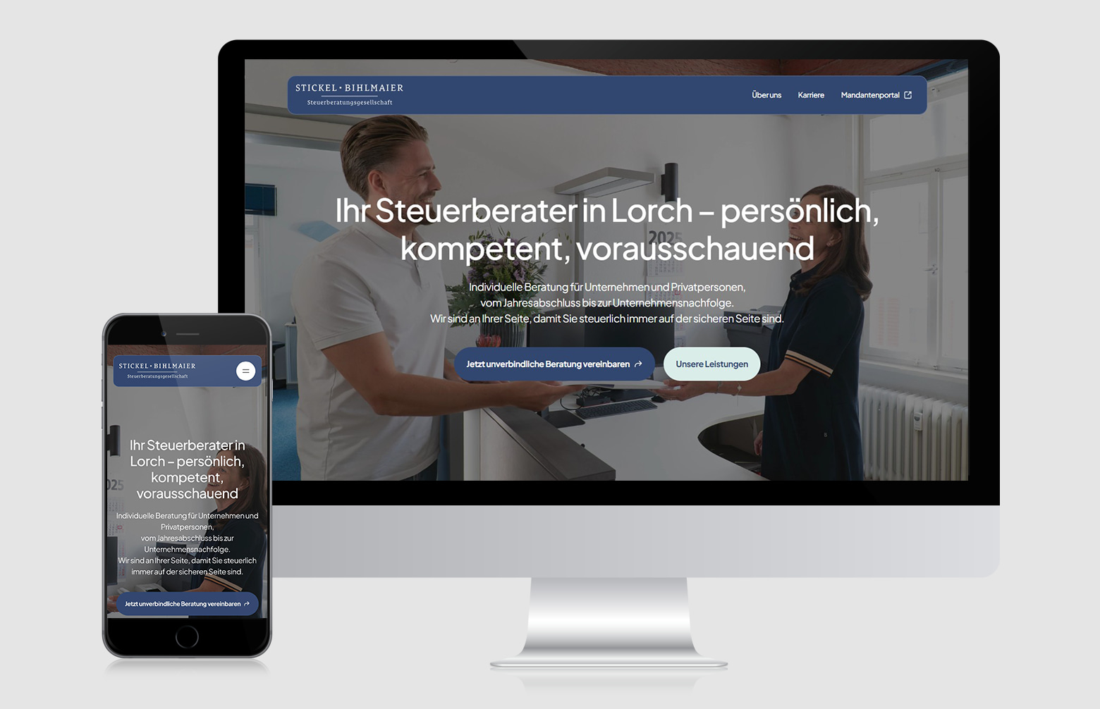 Screenshot der Website von Stickel Bihlmaier Steuerberatungsgesellschaft