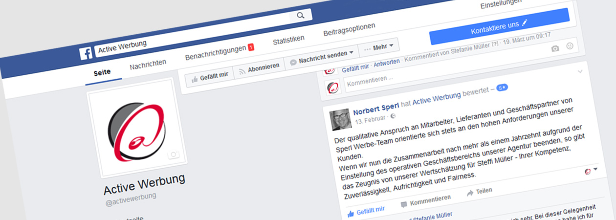 Bewertungsschreiben für Active Werbung
